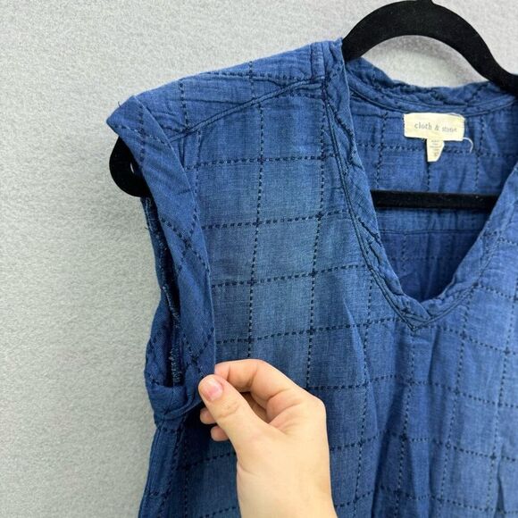 Anthropologie Cloth & Stone Frayed Chambray Tunic Dress XS - Picture 7 of 11